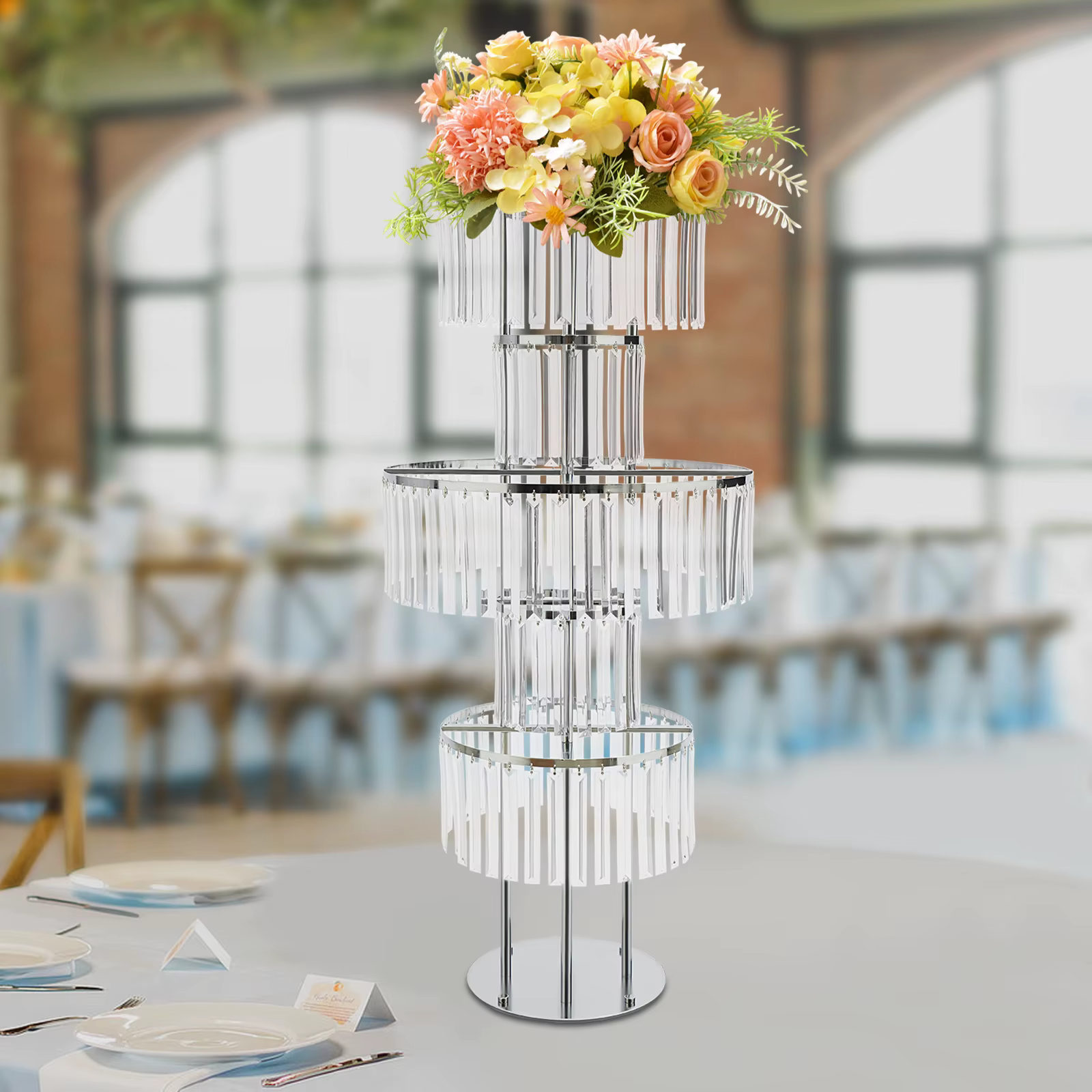 5 niveaux or/argent centres de table de mariage support de fleur Vase pièce maîtresse support de fle