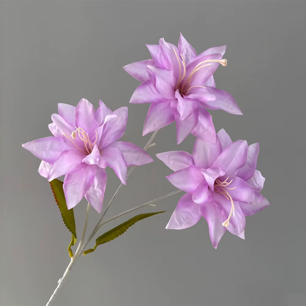 Branche de fleurs artificielles à 3 têtes, plantes vertes, branche de fleurs en soie au toucher réel