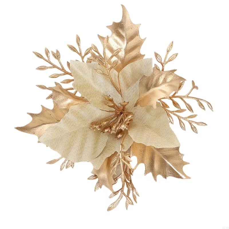 Poinsettia Flower Arbre Noël Décoration Fleur artificielle pour fête vacances 37JD
