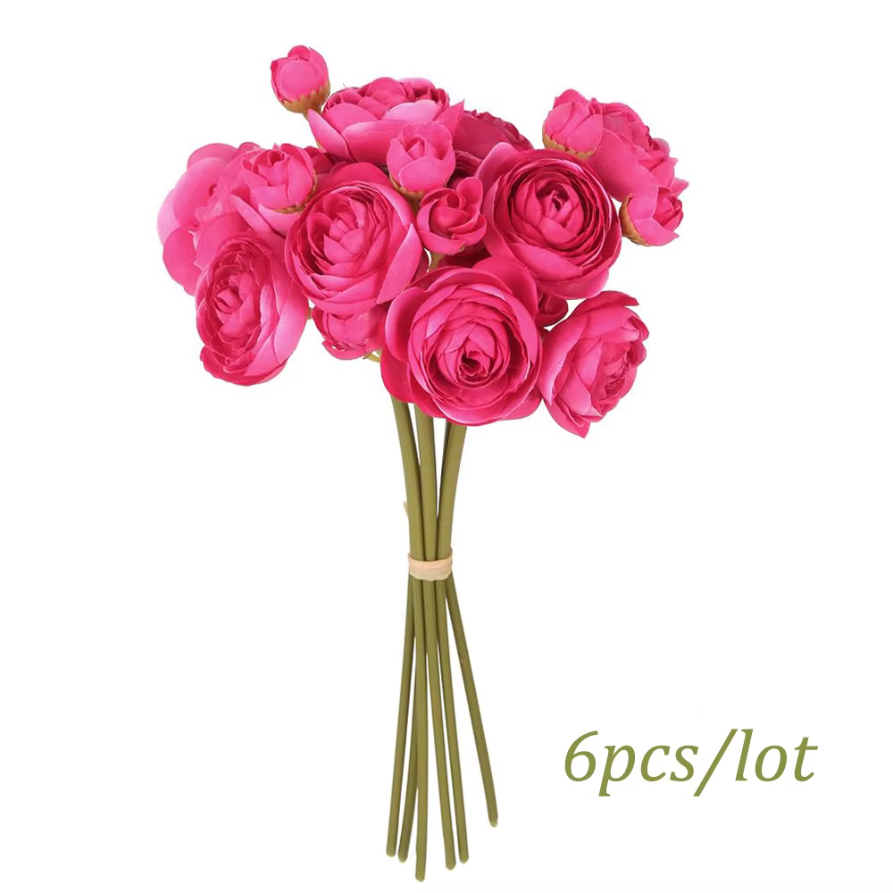 12 pièces Ranunculus fleurs artificielles Faux Mini pivoines fausse fleur pour bricolage Bouquets de