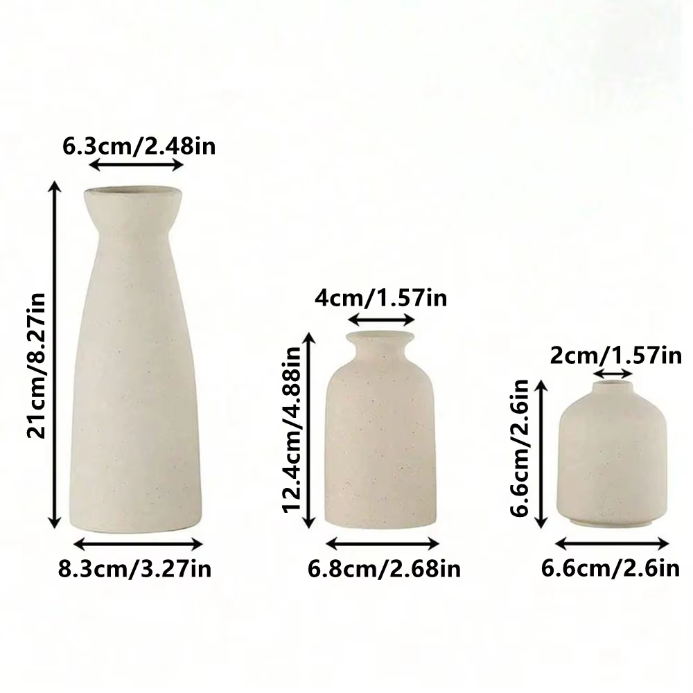 Ensemble de Vase en céramique bohème 3 pièces, Vase de décoration de maison de ferme bohème moderne,