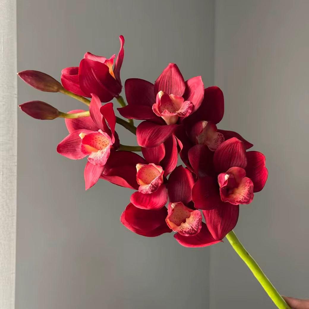 2 pièces de fleurs artificielles Cymbidium Faberi Rolfe Moth Orchid Butterfly pour la décoration de