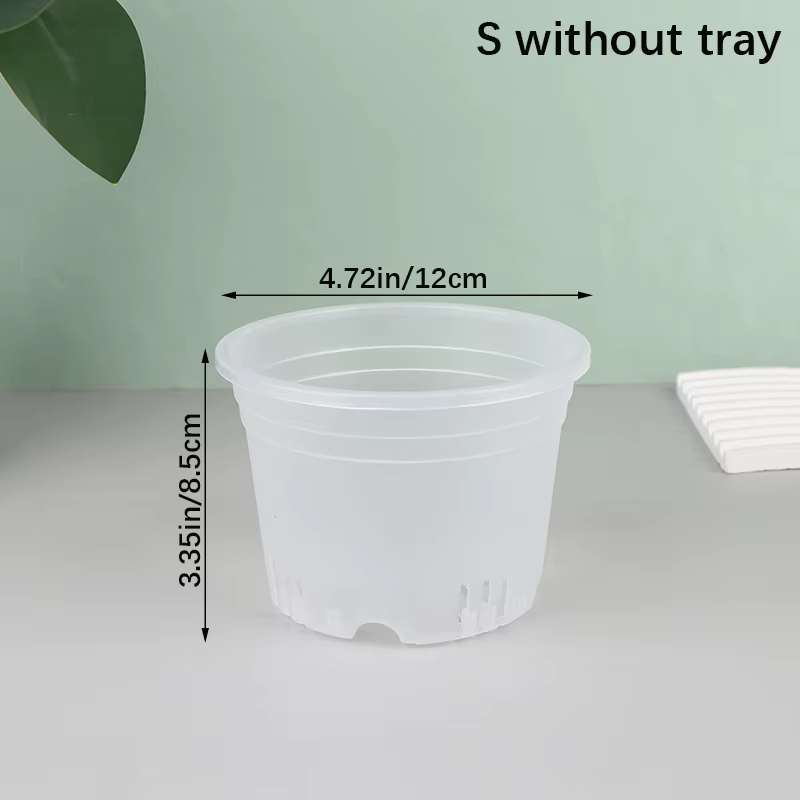 Pot d'orchidée rond Transparent avec/sans plateau, contrôle des racines, Pots d'orchidées en plastiq