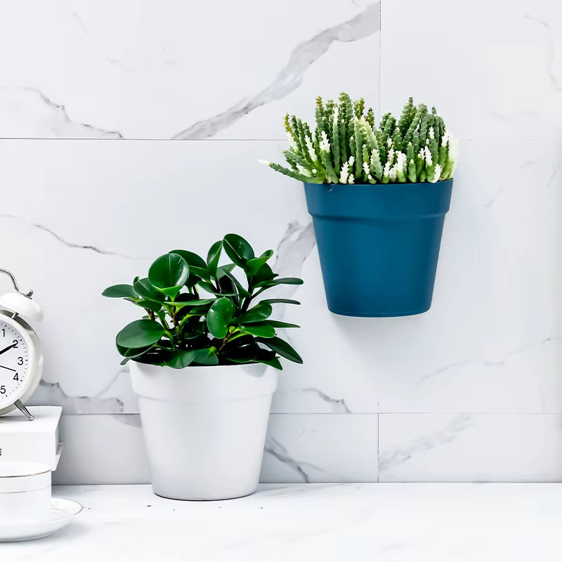 Pots de fleurs muraux en plastique pour la décoration intérieure, jardinière semi-circulaire, orneme