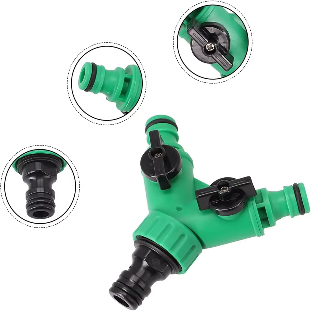 Raccord en Y pour l'eau du jardin, vanne à 2 voies avec interrupteur - Adaptateur rapide en plastiqu