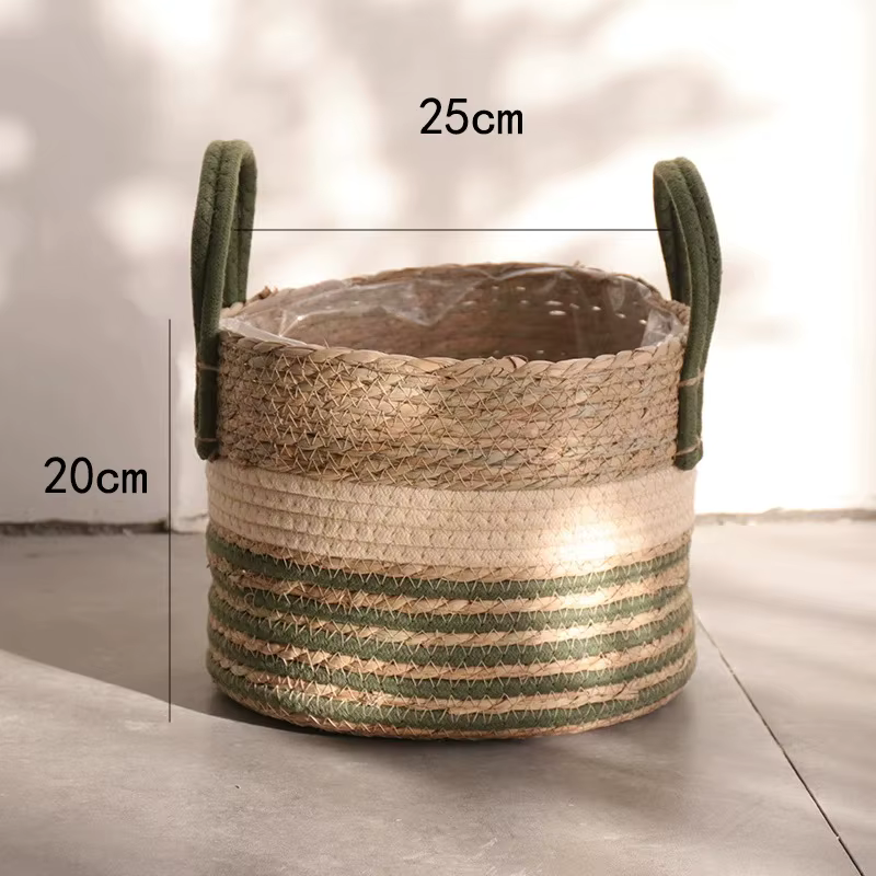 Panier en osier naturel pour jardinière, paniers de rangement en jonc de mer en bambou, Pot de fleur