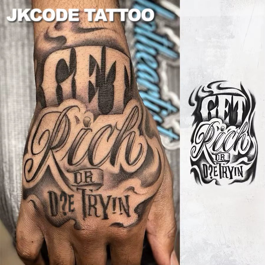 Tatouage semi-permanent |     Tatouages de style hip-hop « Get-Rich-Quick », motifs graffiti, totems