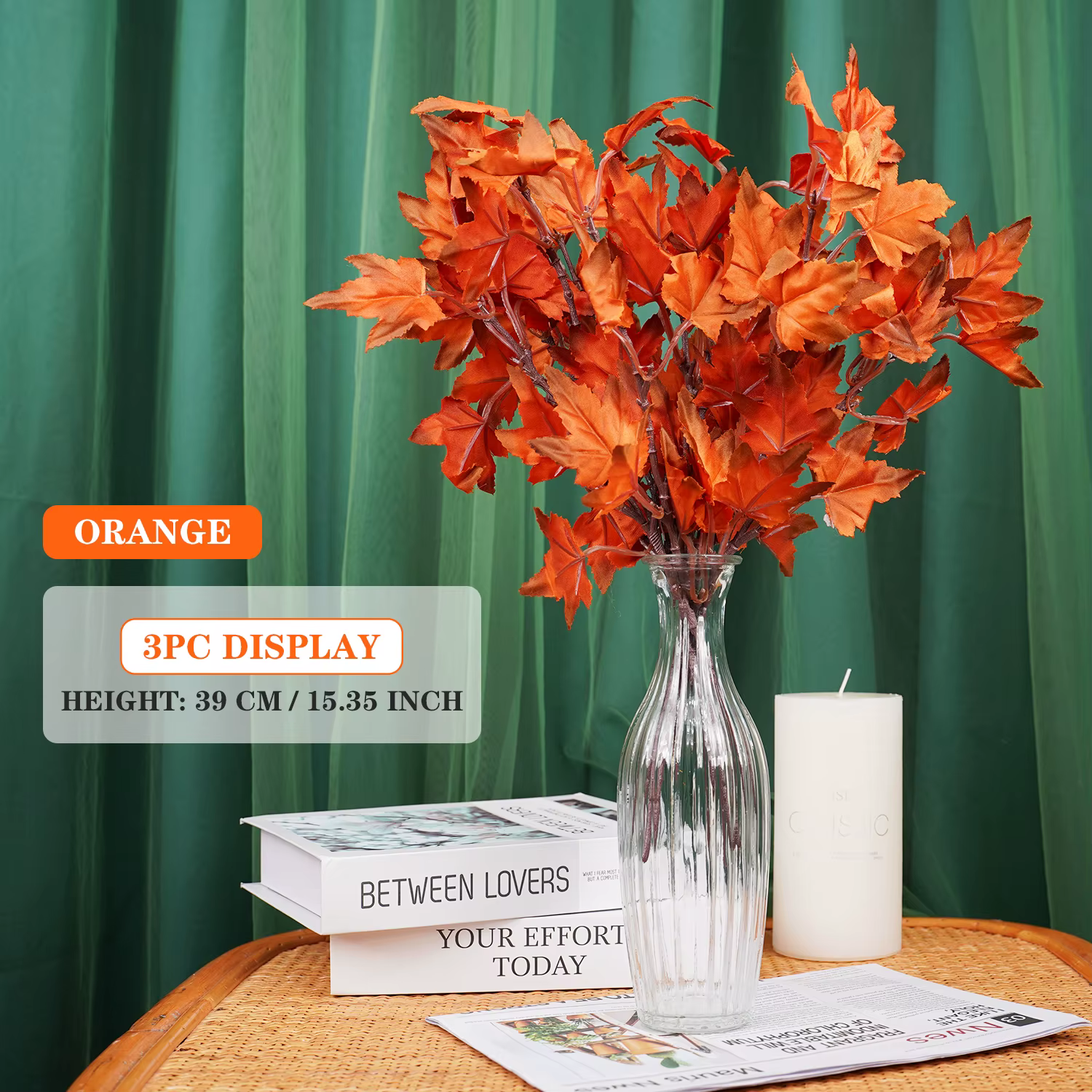 Bouquet de fleurs artificielles en feuille d'érable d'automne, pour décoration de salle de maison, d