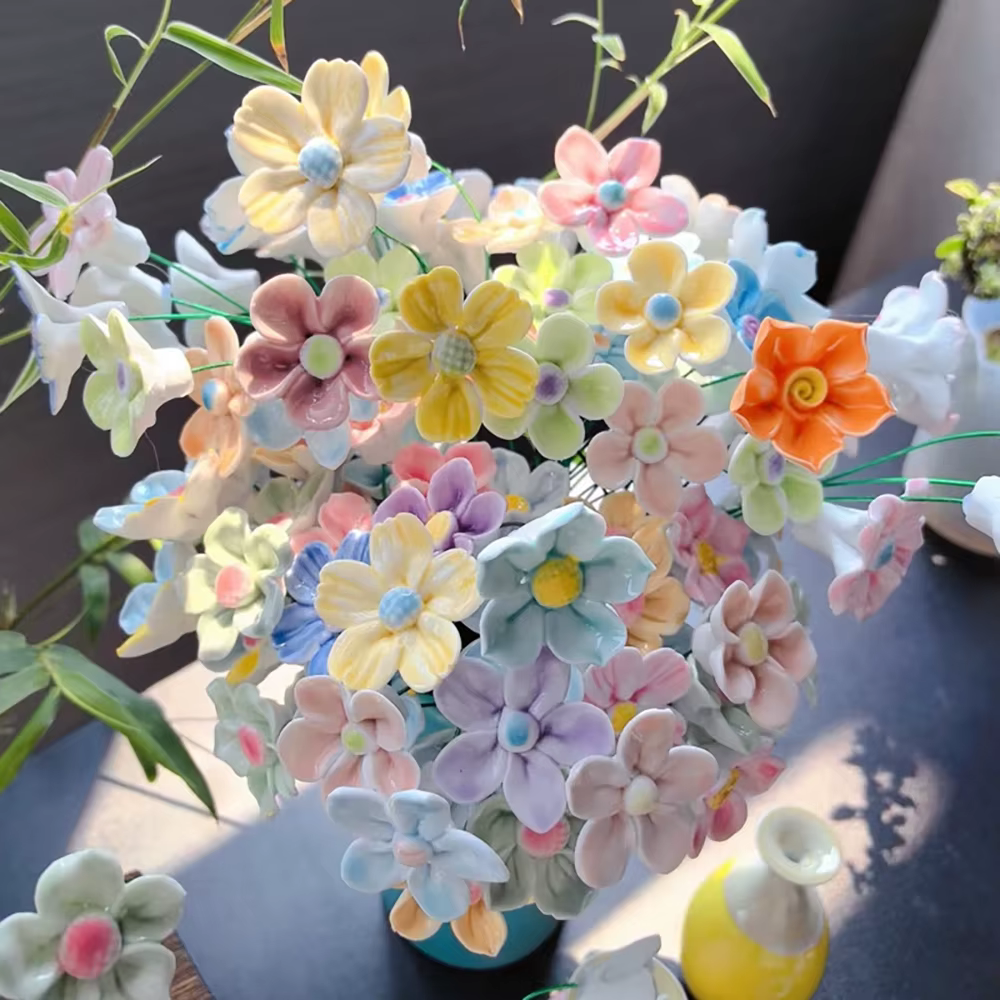 Fleurs artificielles en céramique, 28cm, 5/10 pièces, fausses fleurs pour décoration de la maison, d