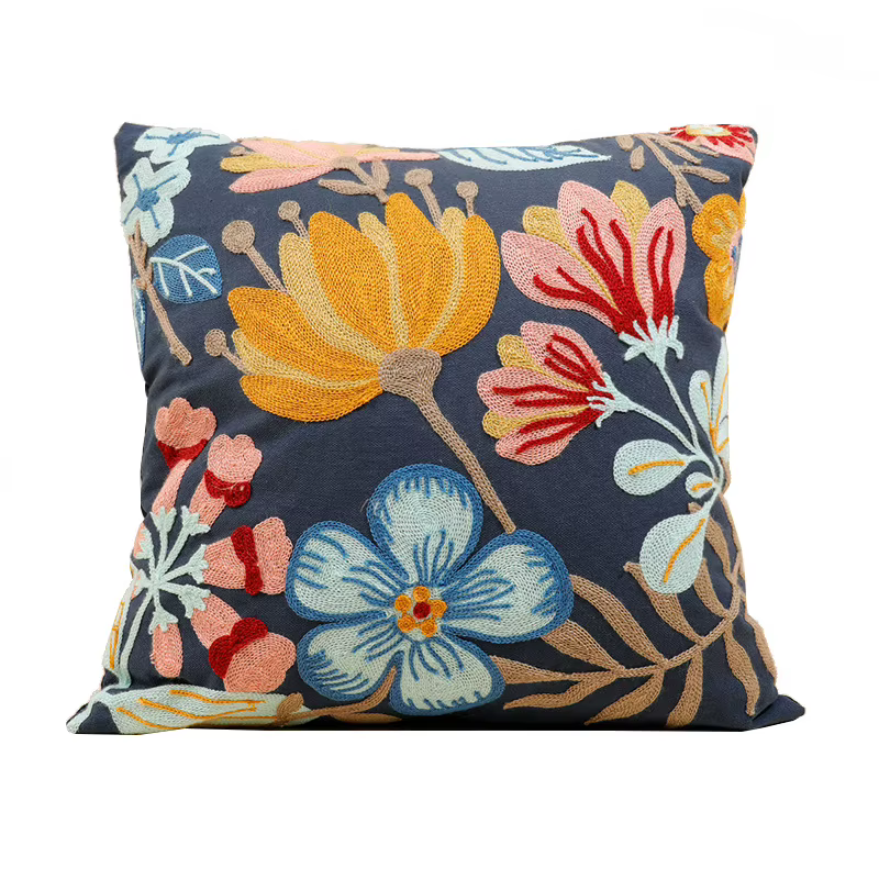 Décor à la maison housse de coussin florale fleur brodée lin Simple canapé tête de lit taie d'oreill