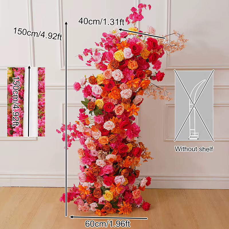 Nucleorner de fleur de pivoine rose orange, décor de toile de fond de mariage, cadre d'arc de corne,