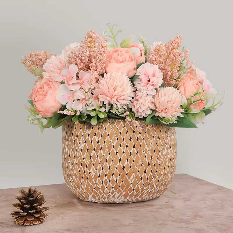 Bouquet de Fleurs Artificielles Vintage InjRose, Fausses Fleurs, Accessoires de Décoration de Mariag