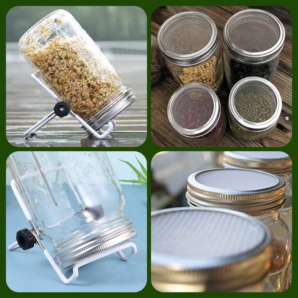 Couvercle de Germination de germes de graines en acier inoxydable, couvercle de bidon de germes de g
