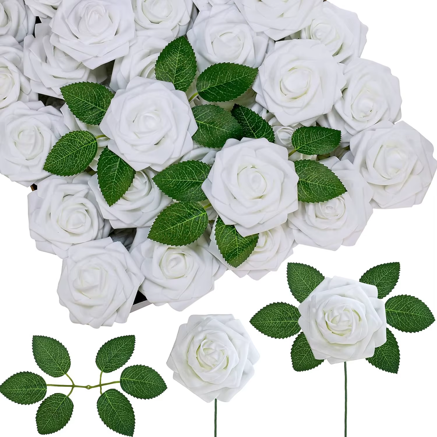 Fleur artificielle en mousse PE, rose, pour couronne de mariage, bouquet de mariée, accessoire de dé