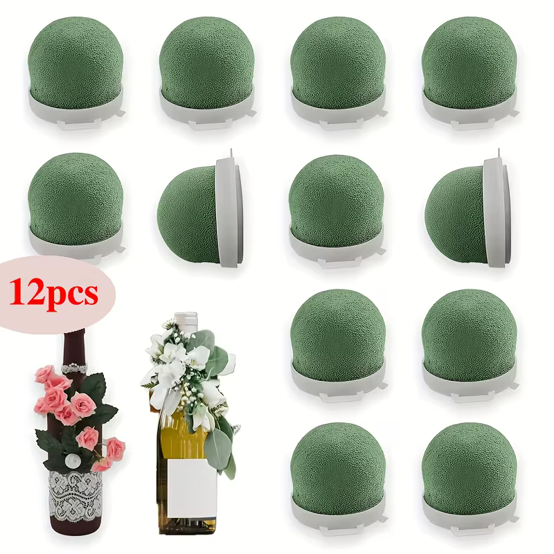 12 boules de mousse florale verte avec base, fournitures pour arrangements floraux DIY, pour mariage