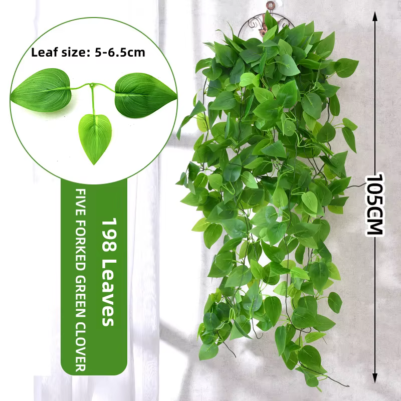 Plante suspendue artificielle, fausses feuilles de lierre, vigne, trèfle de 105cm/41 pouces, plante 