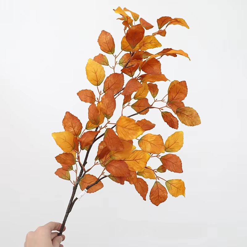 Plantes vertes artificielles, feuilles de hêtre en soie, décoration florale de mariage, branche long