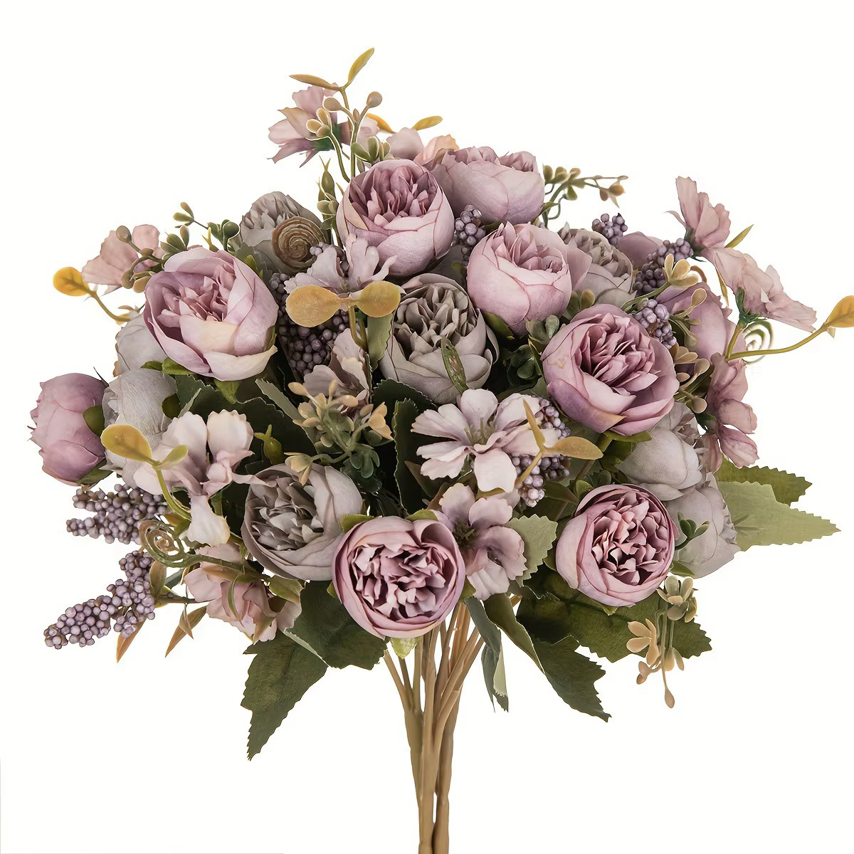 Fleurs artificielles en soie, grappes de roses, pivoines, couronnes, bouquets de mariée, décorations