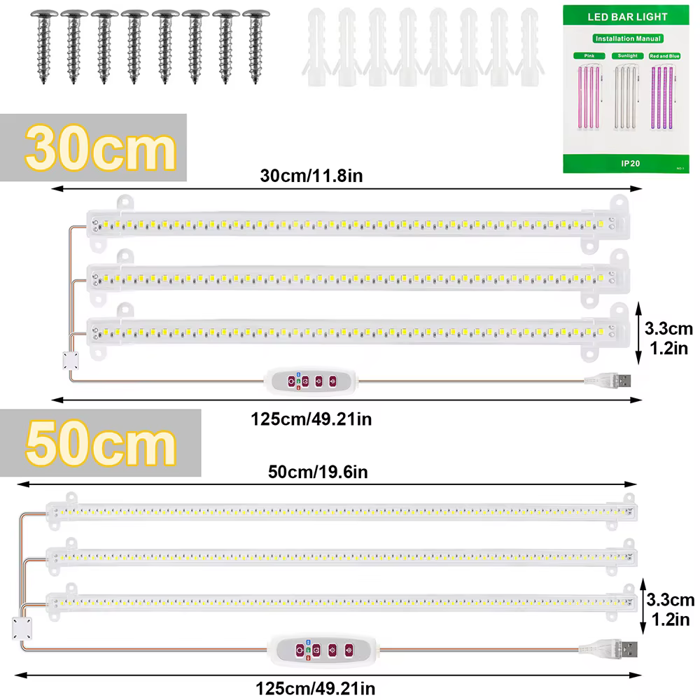 Bande Lumineuse de Croissance LED USB pour Plantes d'Nik, 1/2/3/4 Têtes, Lampe Phyto Complète à Inte
