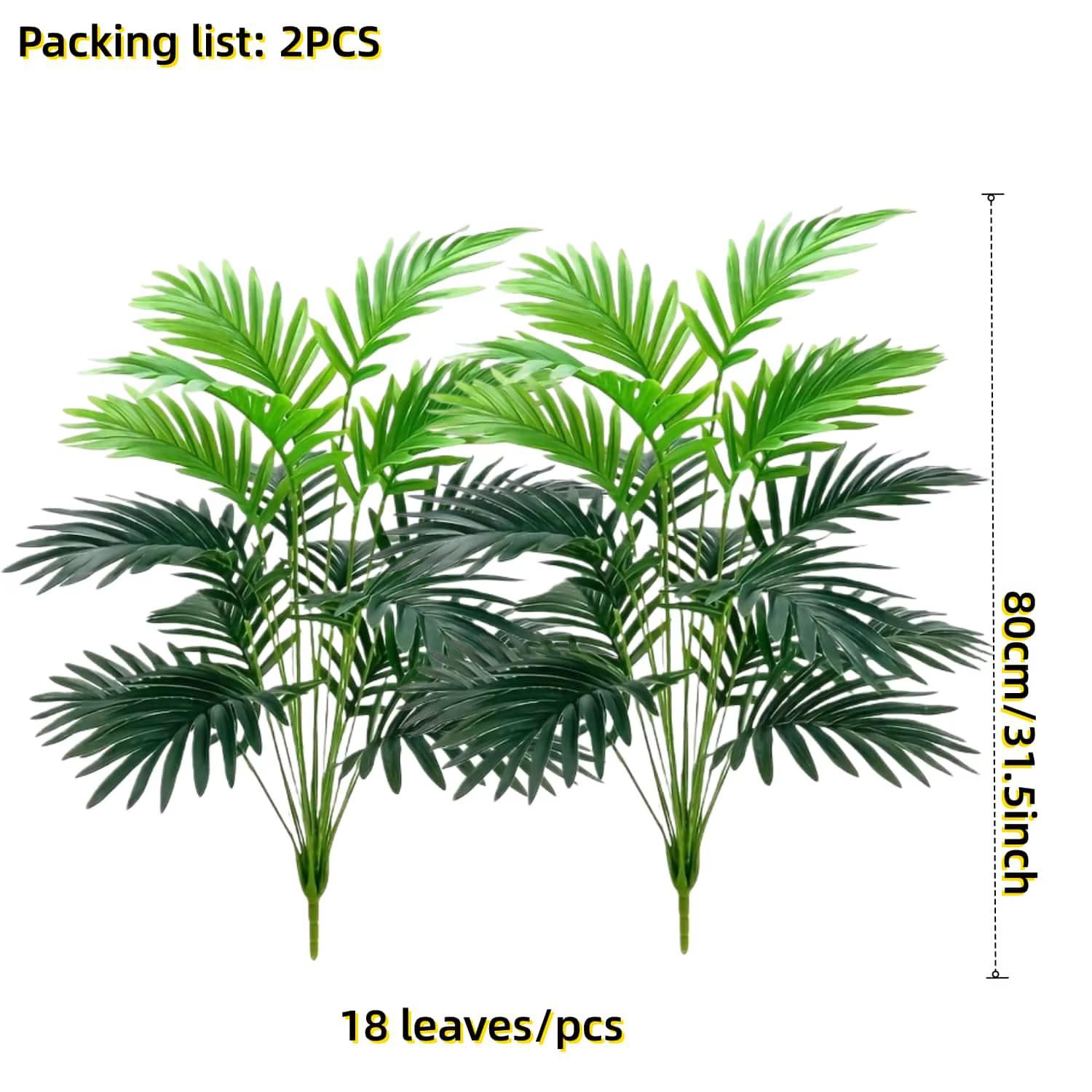 Plantes artificielles géantes, 2 pièces, feuillage vert réaliste pour décoration intérieure/extérieu