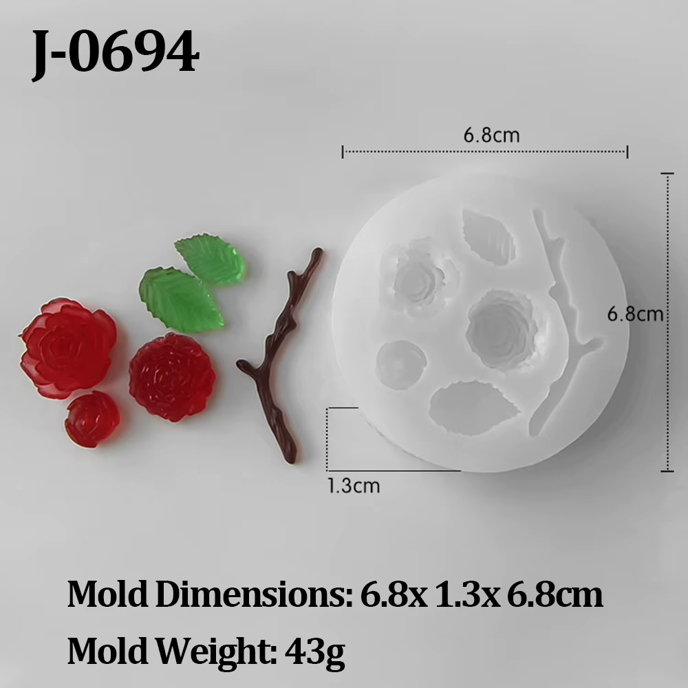 Moule en résine pour mini-fleurs en forme de rose avec feuilles, pour la fabrication artisanale de r