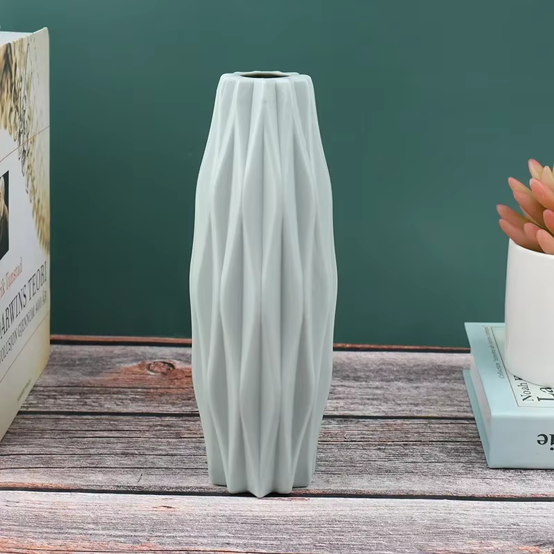 Vase de fleur en plastique blanc pour la décoration de la maison, Pot de fleur en céramique d'imitat