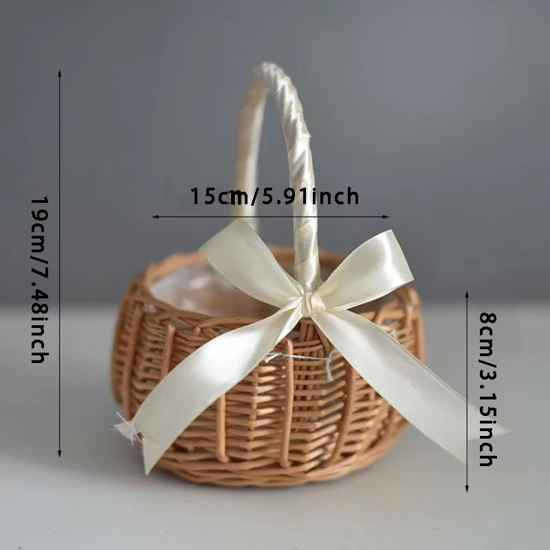 Panier à fleurs tressé en rotin, panier de rangement fait main, panier de demoiselle d'honneur pour 