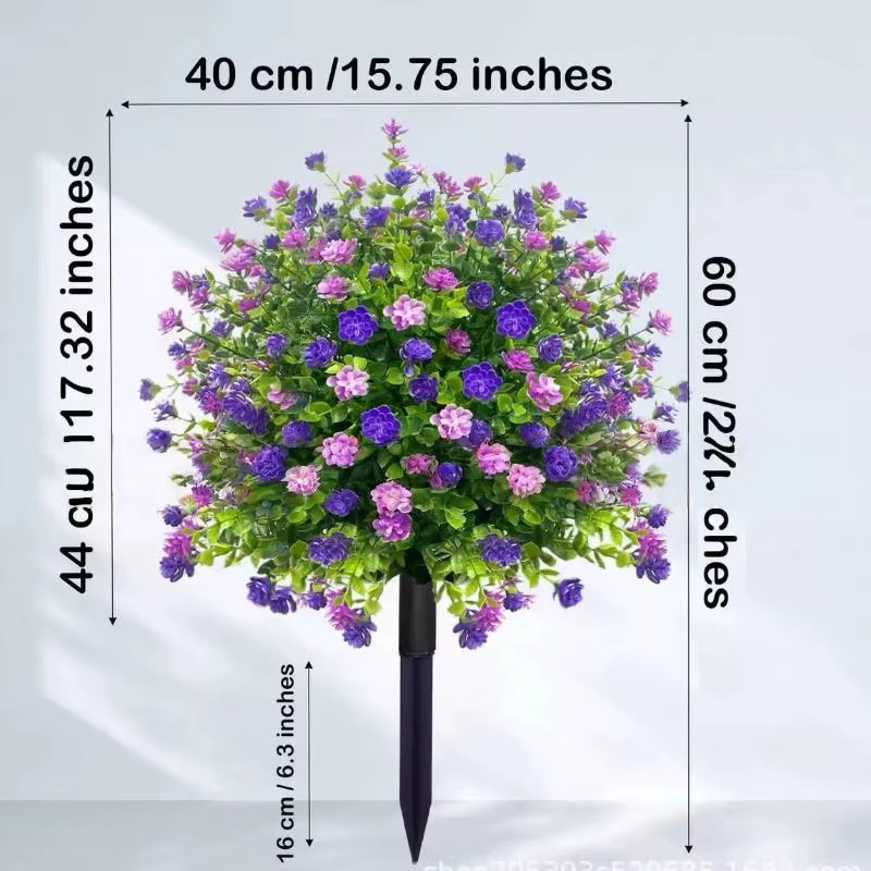 Fleur artificielle, pétunias artificiels avec piquet de fixation, fleurs artificielles d'extérieur d