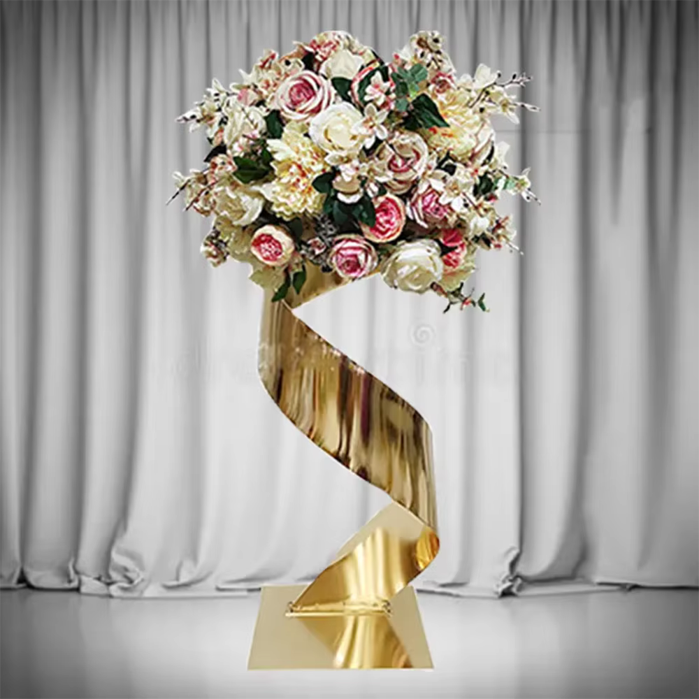 Support de fleurs doré pour centre de Table de mariage, support de boule de fleurs en forme de S, dé