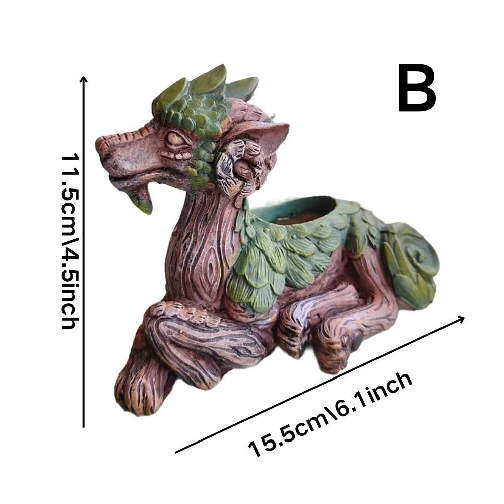 Jardinière d'arbre de dragon créative, jardinière succulente, statue de jardin, cadeau en résine pou