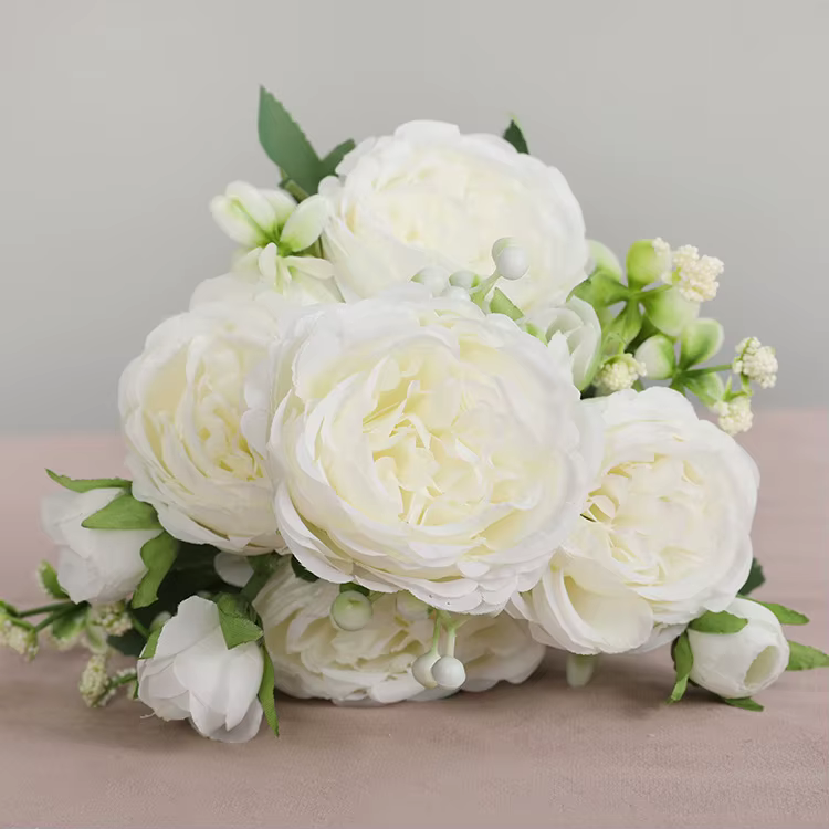 Bouquet de Roses Artificielles Romantiques, Fausses Fleurs au Toucher Réel, Décoration de Chambre, M