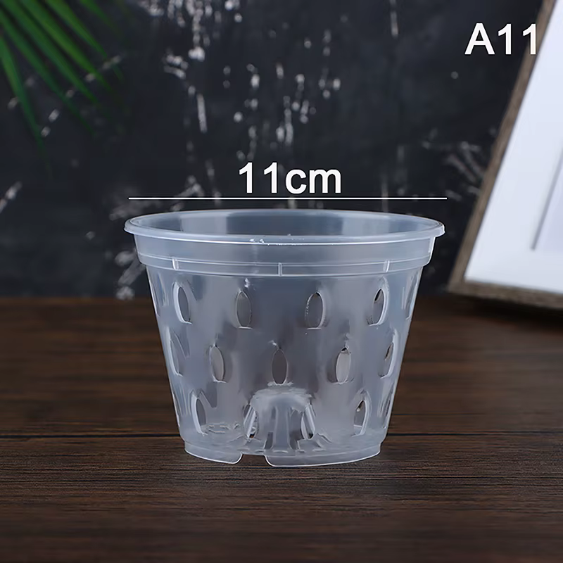 1 pièce de pot de fleurs de jardin avec trous de drainage, paniers transparents pour orchidées, pots
