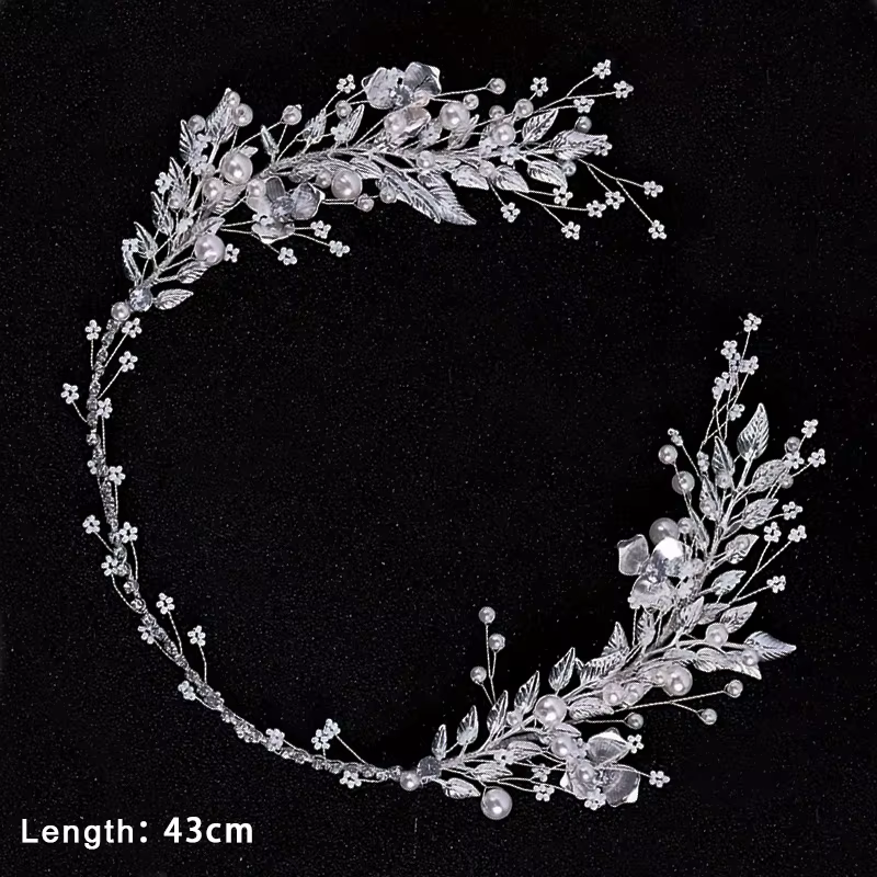 Accessoires pour cheveux de mariée, bandeau en perles de cristal, diadème en feuille de strass, band
