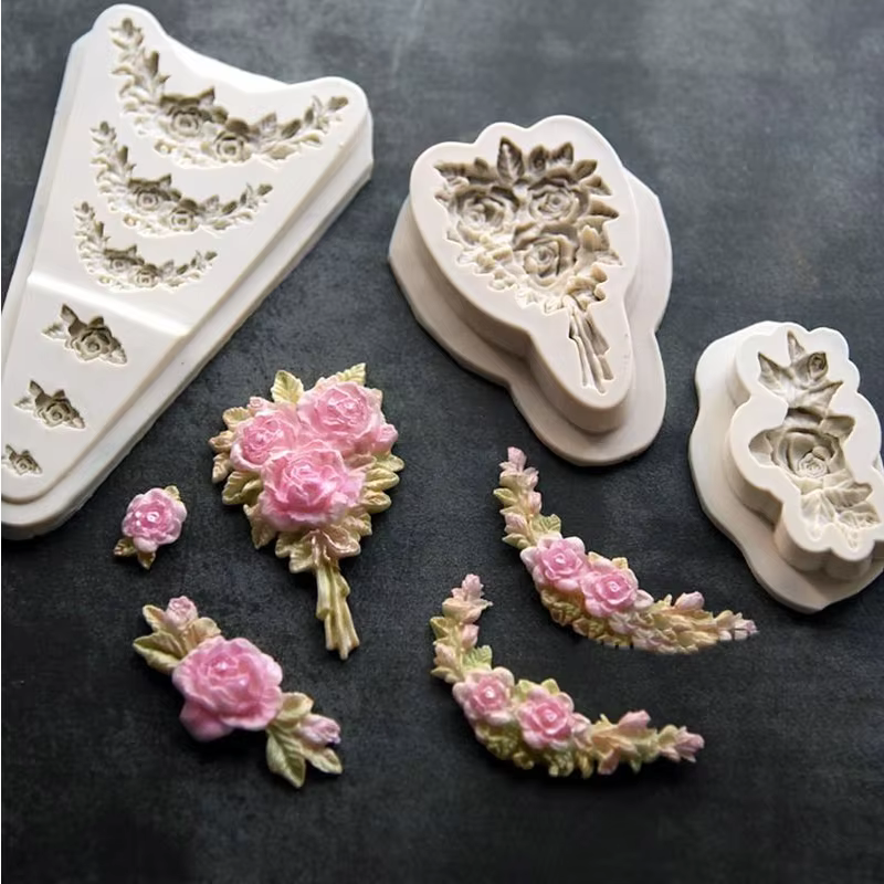 Moules en Silicone pour divers bouquets de fleurs, pâte à gomme, chocolat, Fondant, Sugarcraft, outi