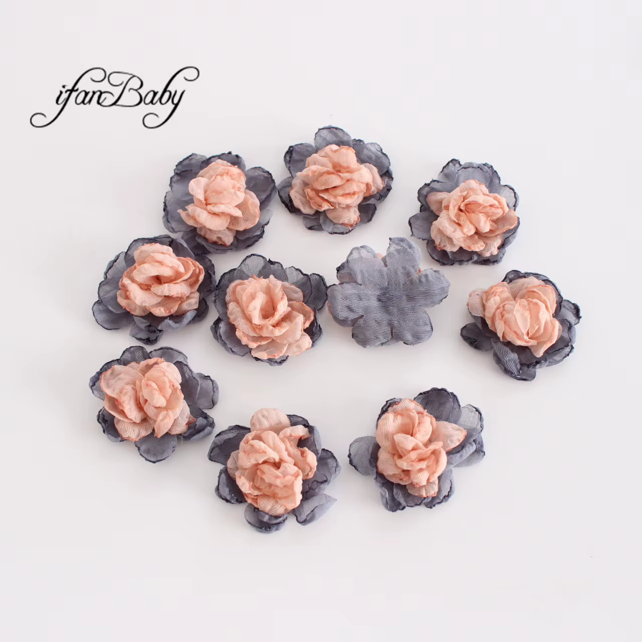 Décorations florales en mousseline de soie, fleurs en tissu, embellissements d'appliques, fleurs brû