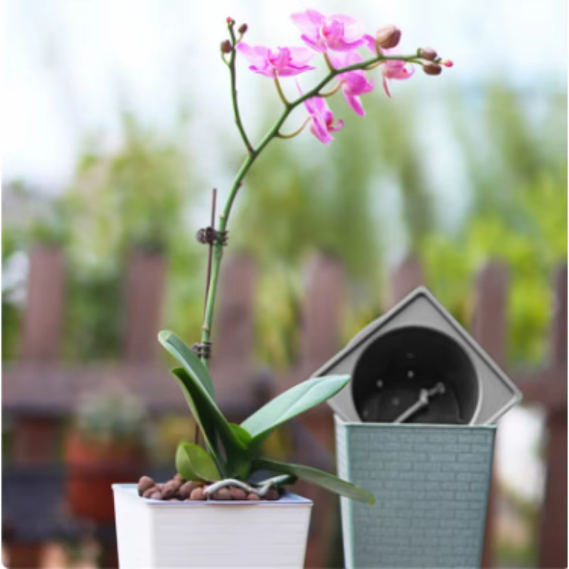 Pot de fleurs en plastique à motif de brique, Pot de fleur de jardin de forme créative pour jardin,