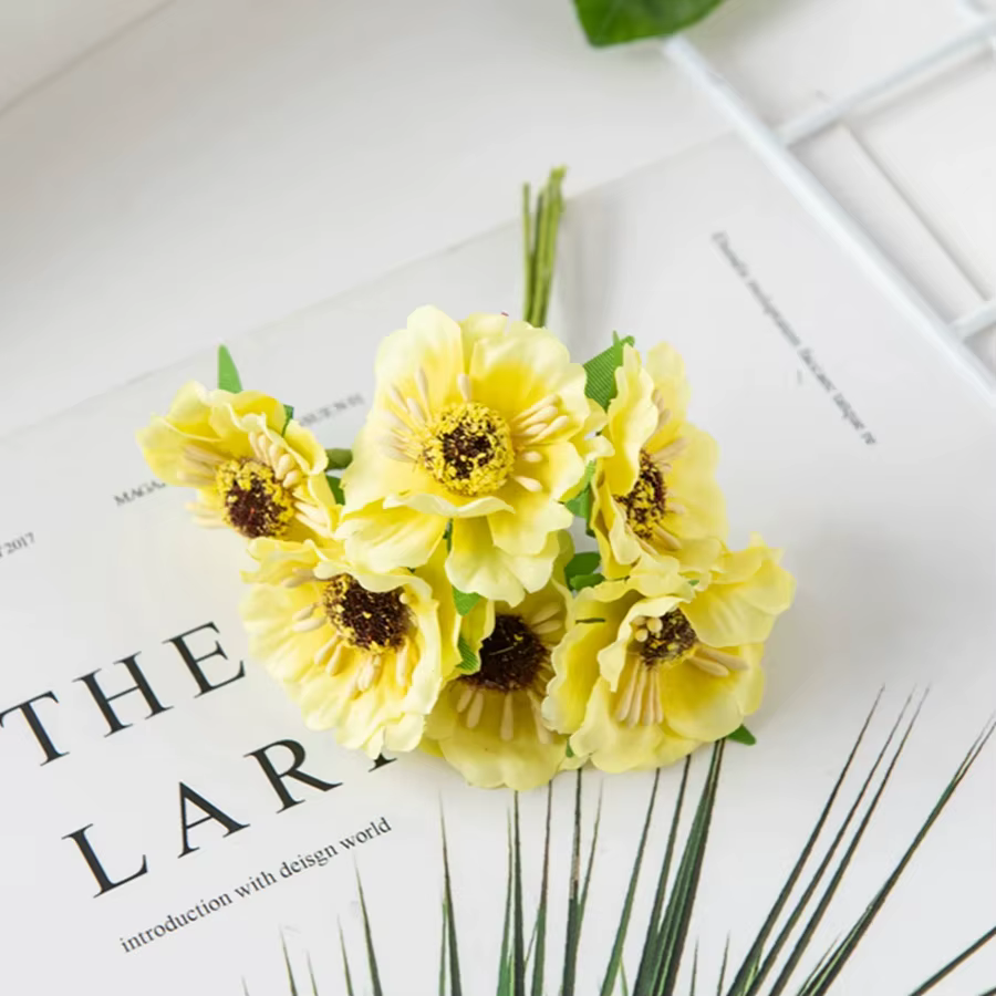 Fleurs artificielles en soie, mini bouquet, couronne de mariage pour extérieur, jardin, décoration d
