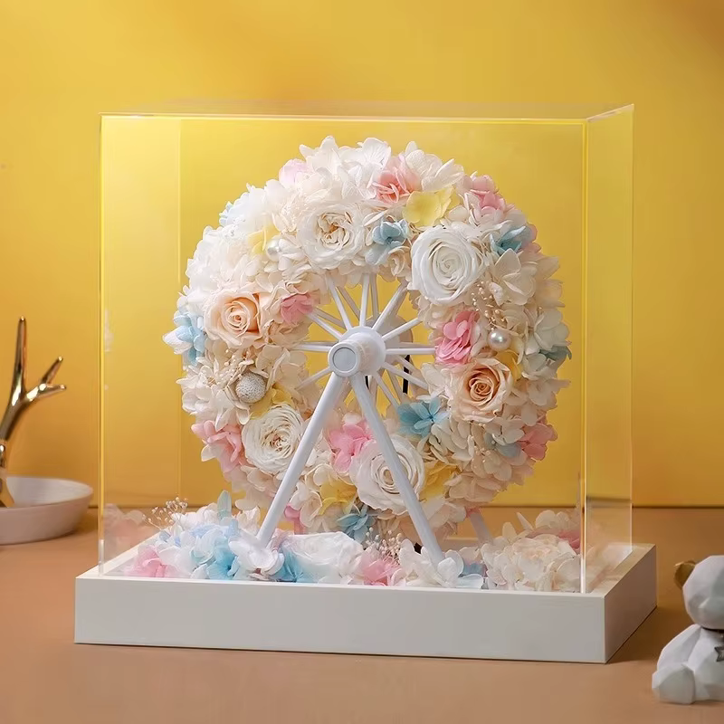 Fleur éternelle grande roue Rose vraie fleur Premium boîte-cadeau anniversaire saint valentin mariag