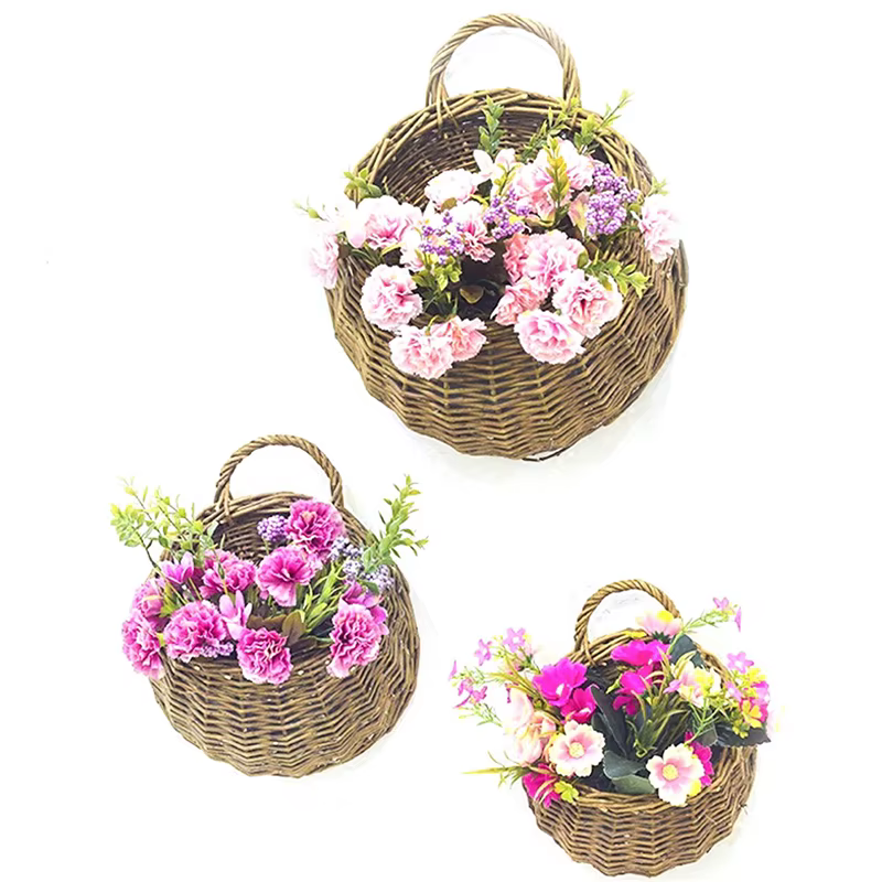 Présentoir mural pour jardinière de fleurs, support pour plantes, panier en rotin, pot de vigne de j