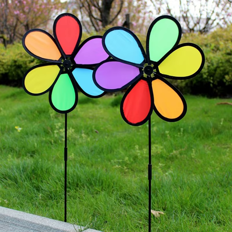 Nouveau Coloré arc-en-ciel Dazy fleur Spinner vent moulin à vent jardin cour décor extérieur