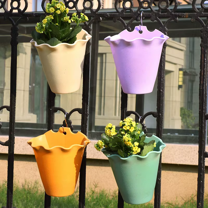 Pot de fleurs mural en plastique suspendu, panier de fleurs pour jardin extérieur, balcon, seau de j