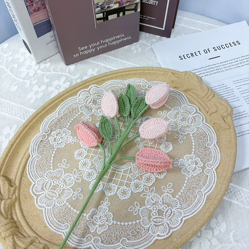 Bouquet de décoration de chambre en tricot, motif fruits d'arbre Goldenrain, fini au crochet, avec c