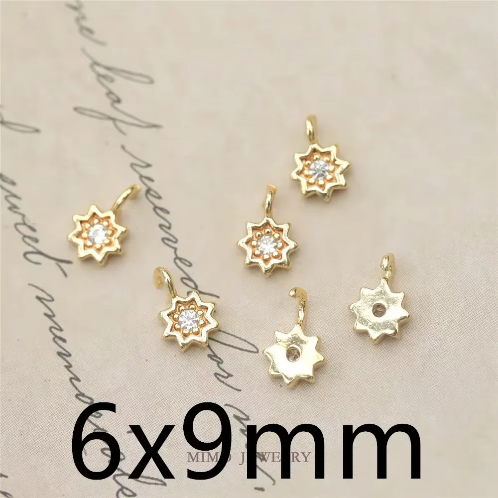 Pendentif anneau unique en forme de fleur dorée, plaqué cuivre or 14 carats, accessoire artisanal DI
