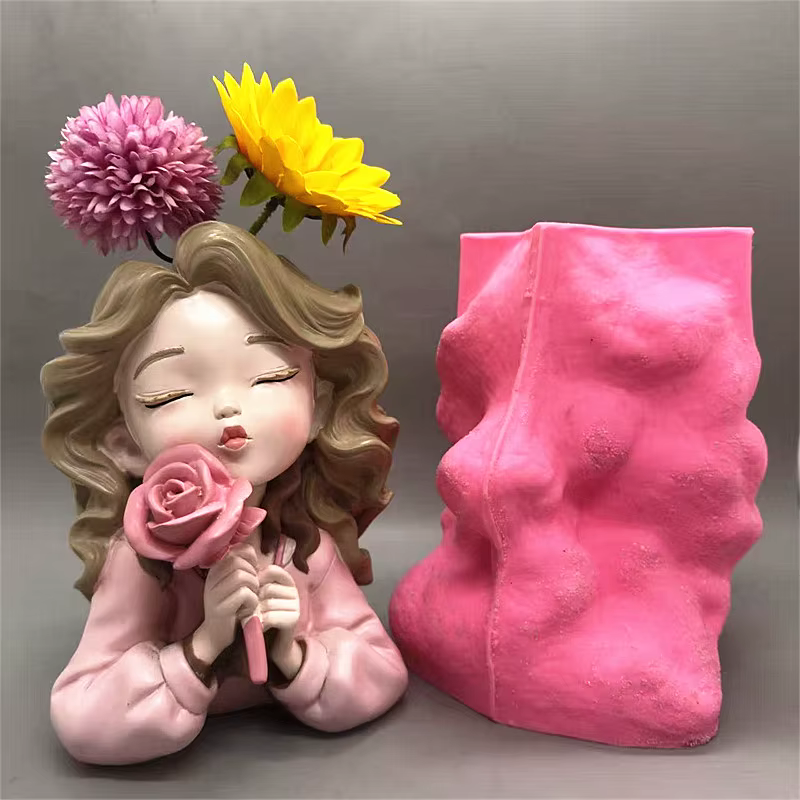 Moule en silicone pour pot de fleurs en forme de rose, à tenir à la main, pour bricolage, utilisé po