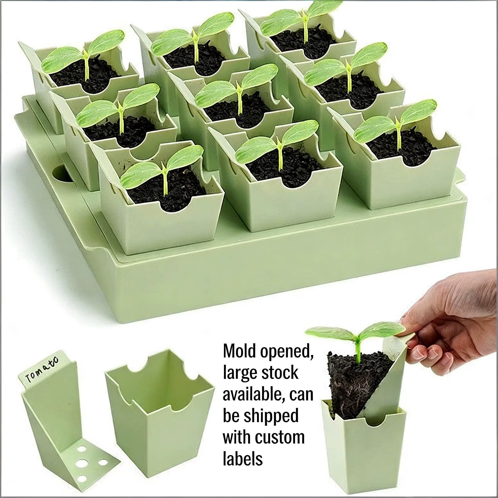 Plateau de semis réutilisable avec fonction de repiquage et d'étiquetage, outil de germination pour 