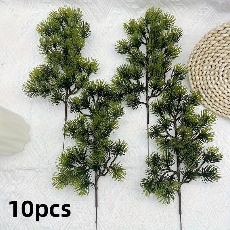 Branches de jépier artificielles 10 pièces-feuillage vert réaliste pour la décoration intérieure, le