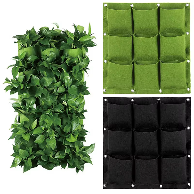 Sacs en feutre adaptés à la plantation de plantes, tenture murale verticale, verdissement du balcon,
