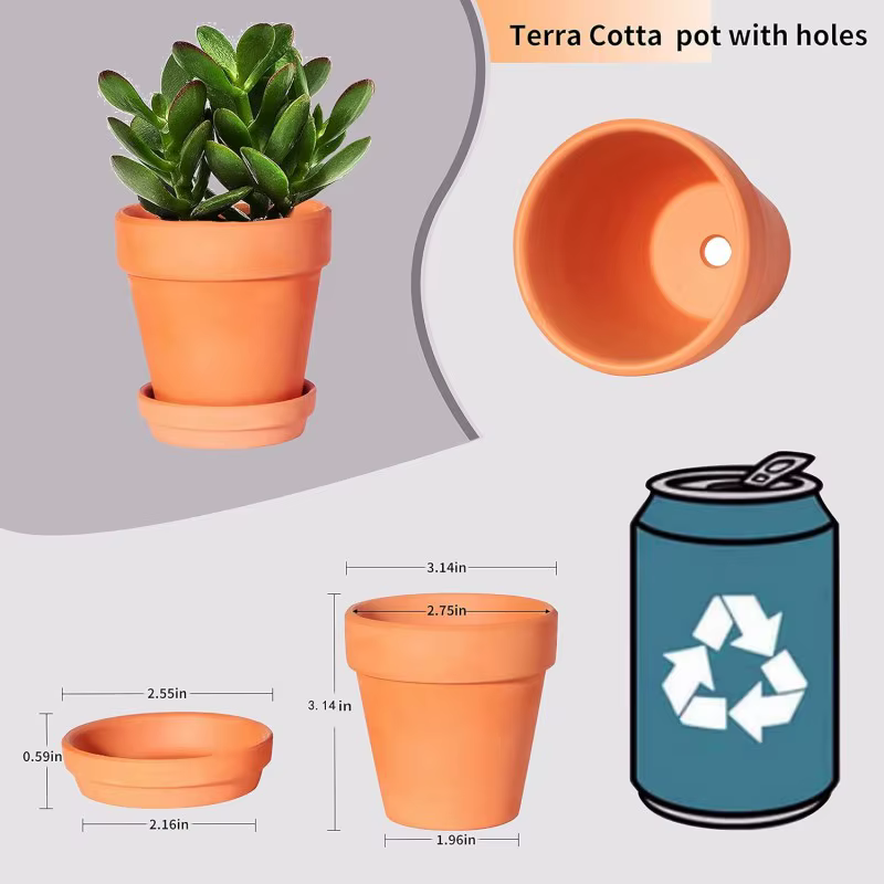 Paquet de 9 petits Pots en terre cuite de 3 pouces avec soucoupes pour plantes succulentes, jardiniè