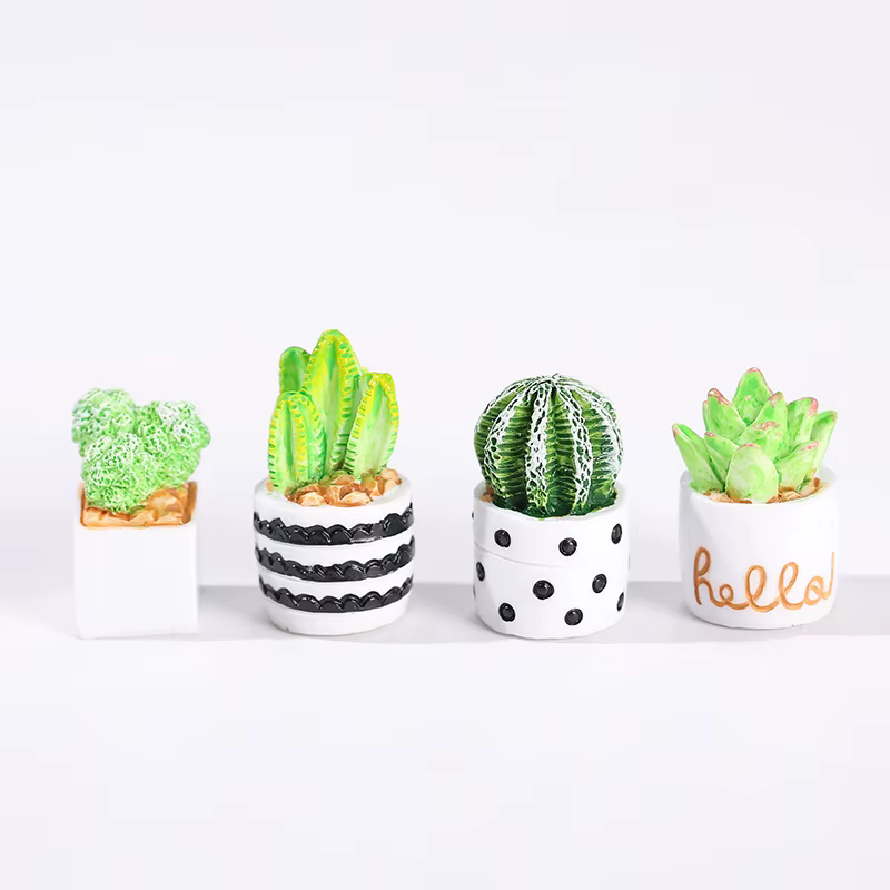 4 pièces/ensemble de Mini ornements succulents en pot, plantes en pot de plantes de Cactus mignonnes