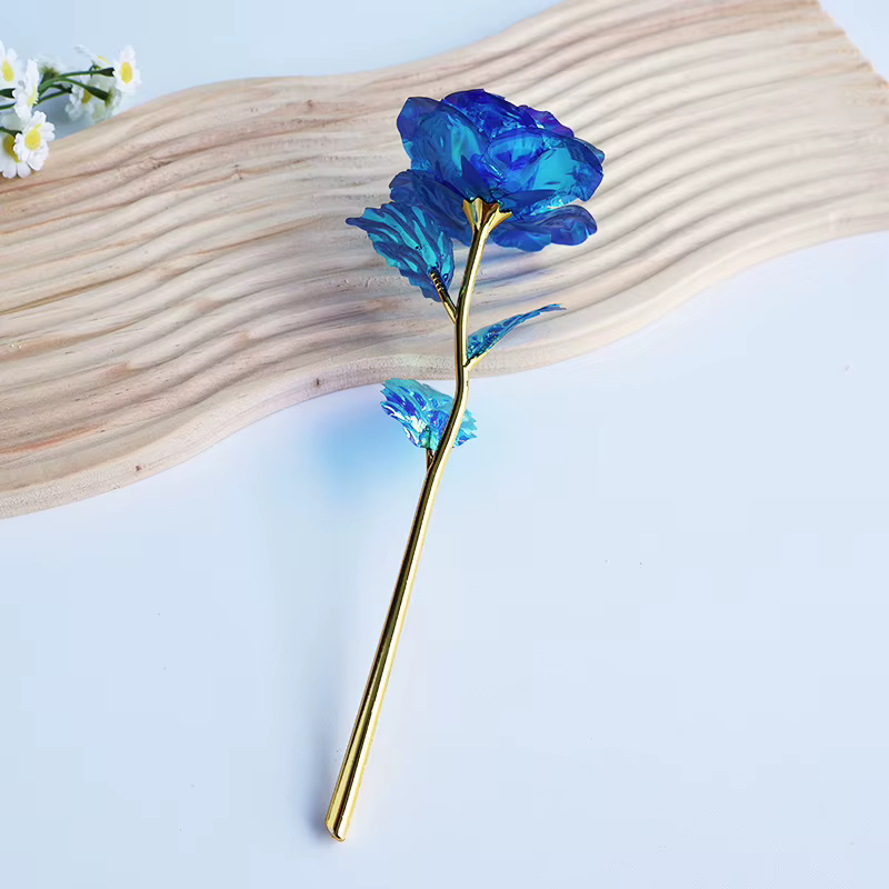 Fleurs roses dorées plaquées or 24 carats pour la maison, cadeau de vacances, décor de fête de maria
